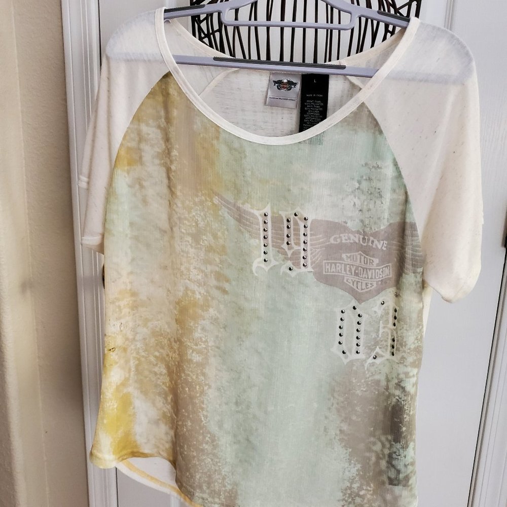 Harley-Davidson Women's 1903 Gauzy Casual Short Sleeve Top - Large - Lightweight